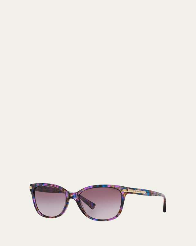 Cat-Eye Sunglasses w/ Logo Plate Temples